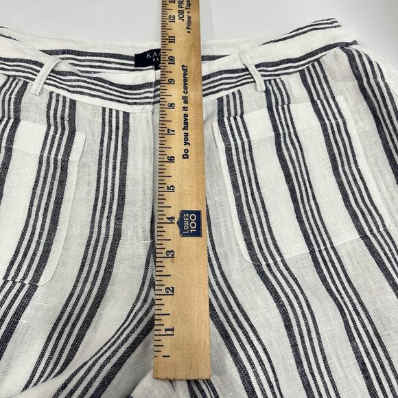 Kaari Blue 100% Linen Wide‎ Leg Cropped Pants Culottes Size 4 Pockets Casual - Picture 9 of 11